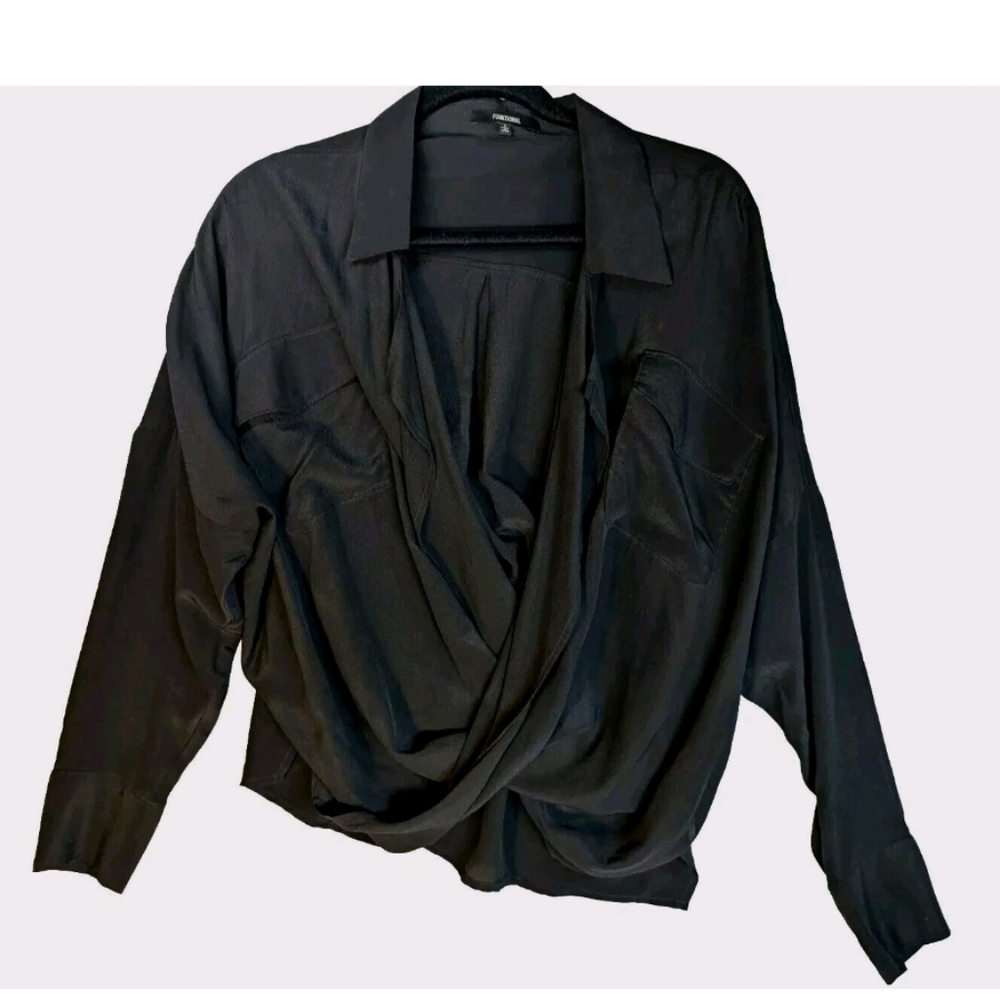 Elegant Black Drape Blouse